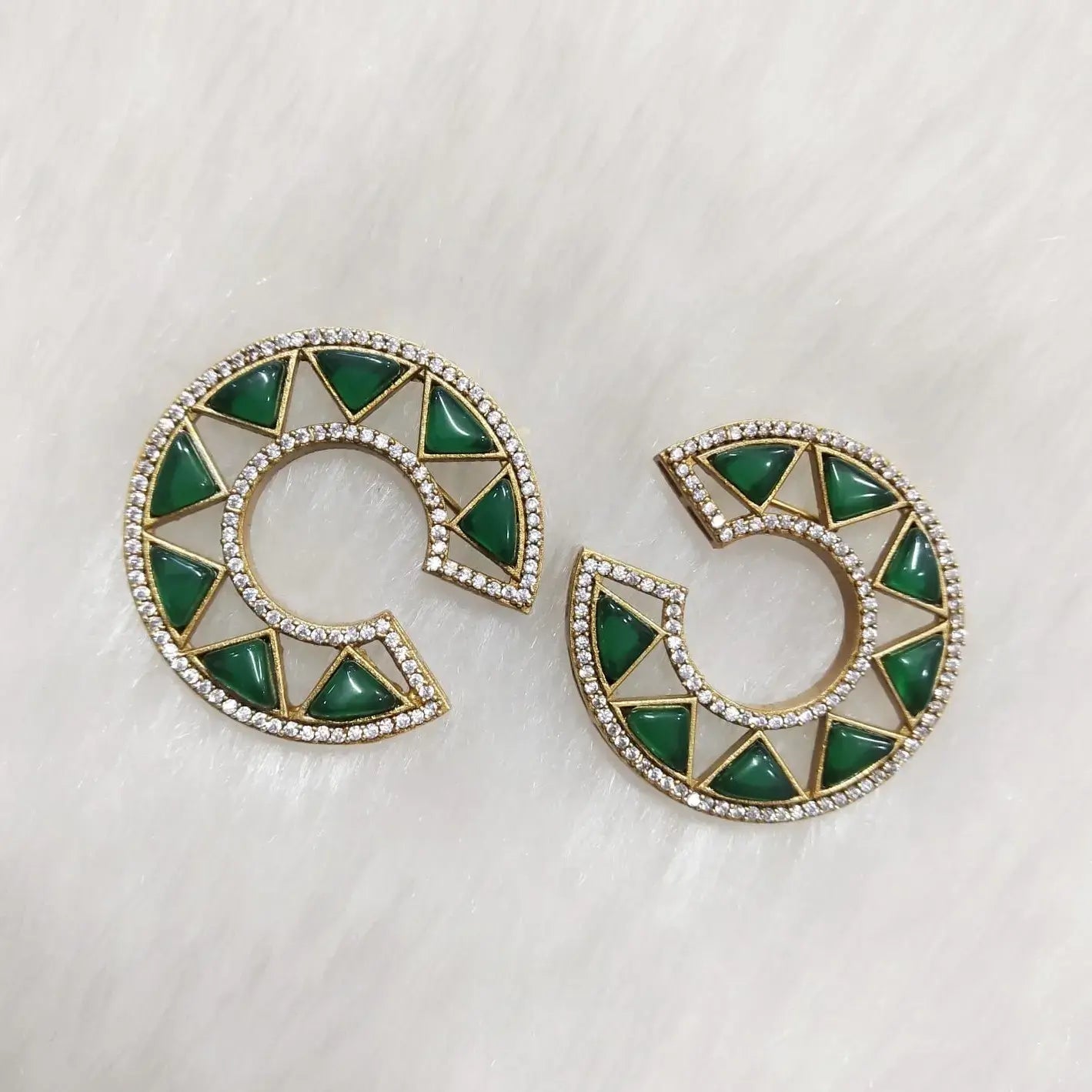 Inkari Statement Earrings- Green