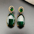 Farah Swarovski Crystal Danglers - Green