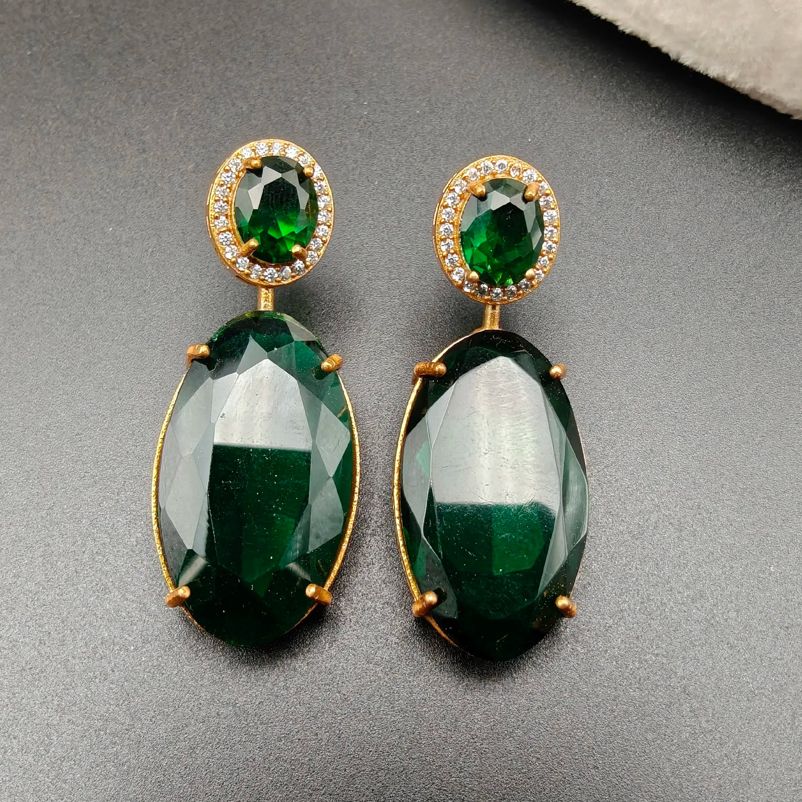 Farah Swarovski Crystal Danglers - Green