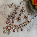 Raahil Double Layer Polki Kundan Meenakari Necklace Set With Mangtikka