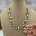 Aprajita Tourn Doublet Necklace Set- Teal Blue