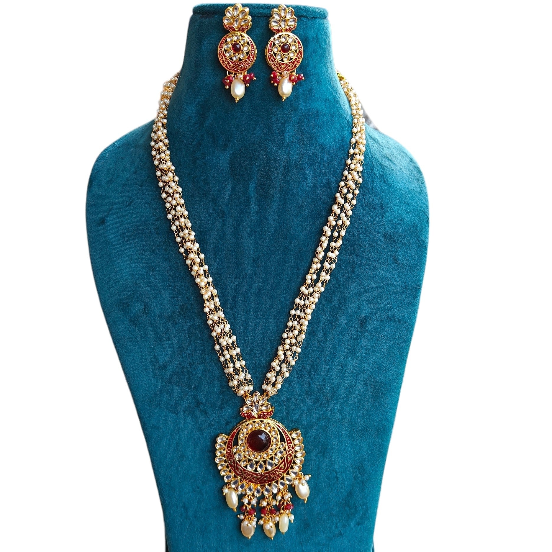 Azia Long Necklace - Maroon