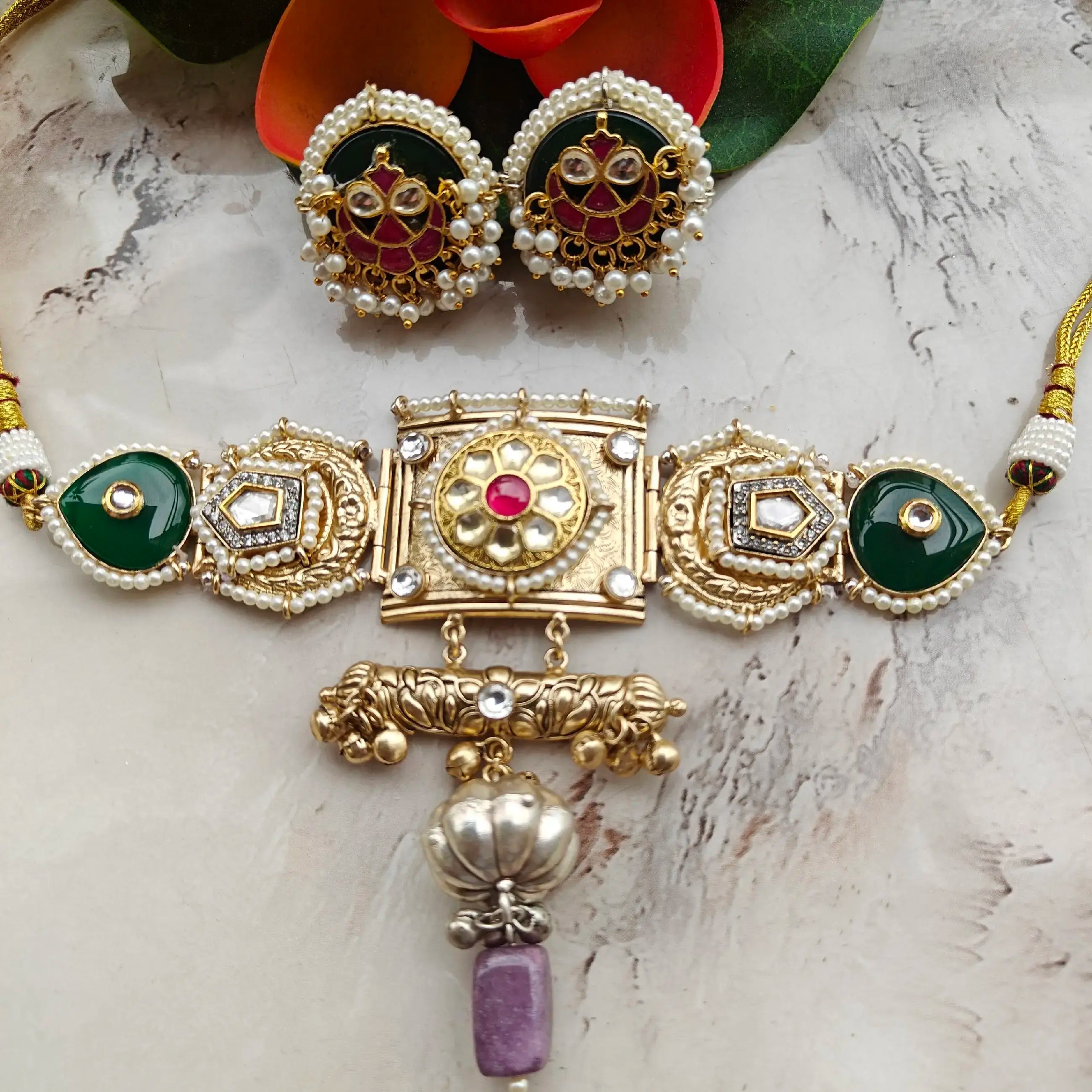 Charvi Amrapali Fusion Brass Choker Set