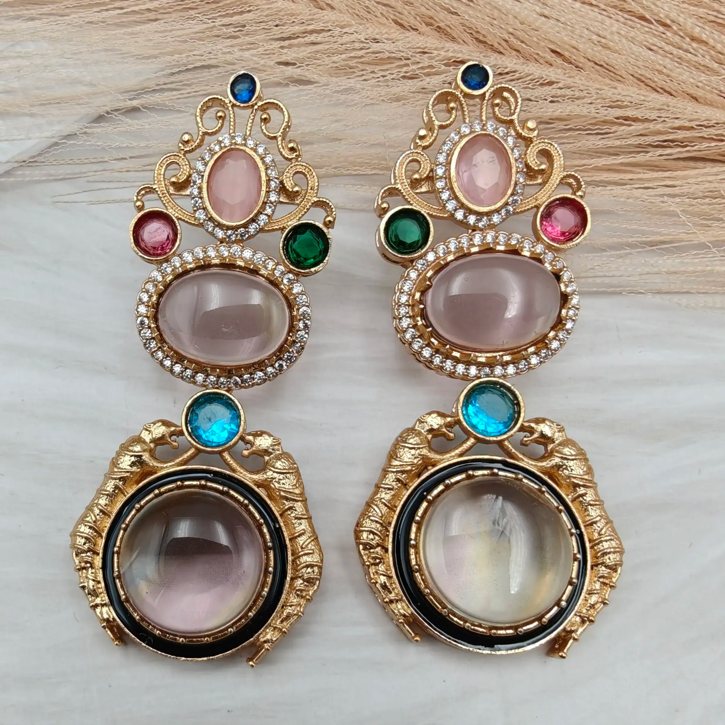Navrang Jaguar Earrings - Blush Pink