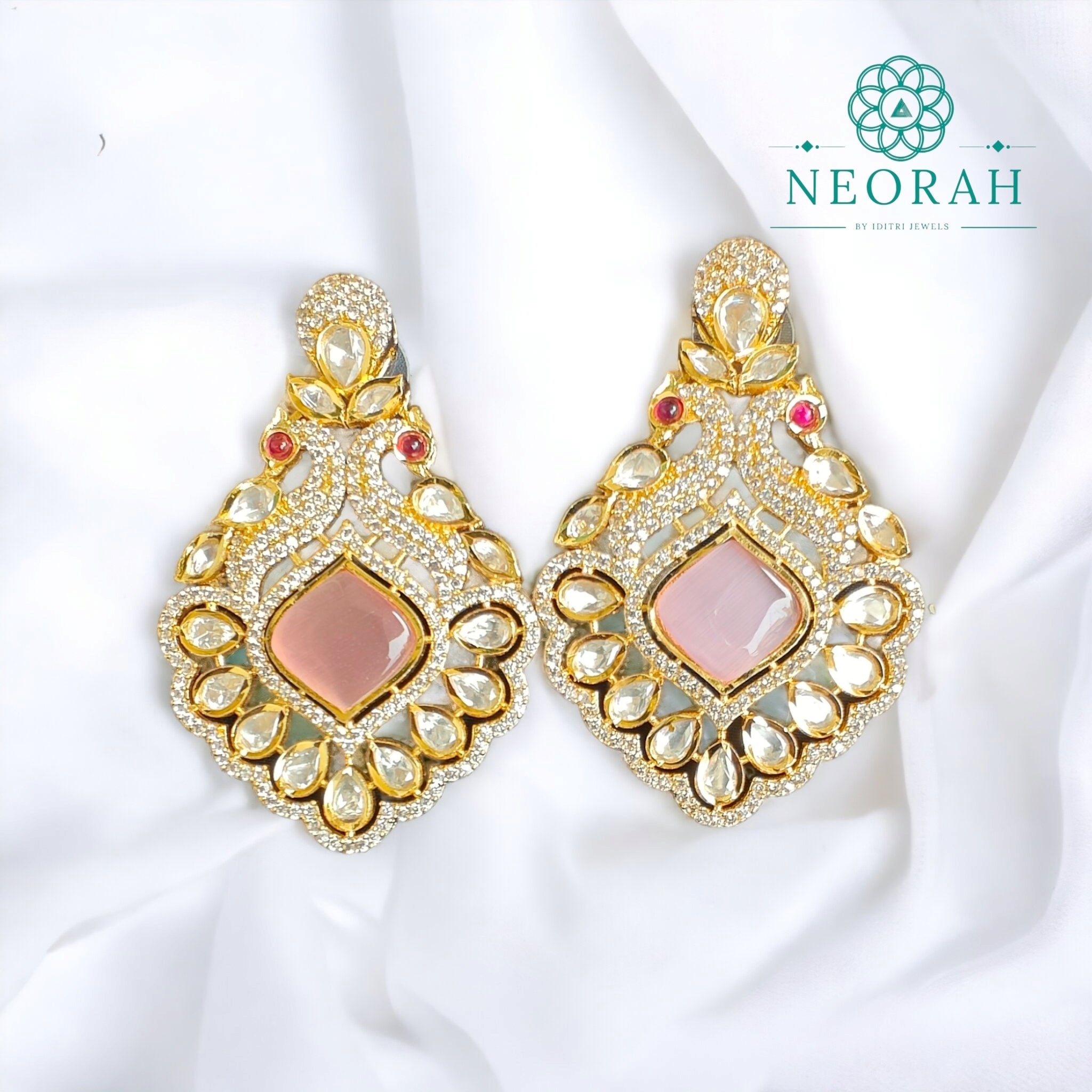 Myshi Polki Earrings- Pink