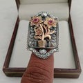 Dual Tone Brass Ring- Ruby