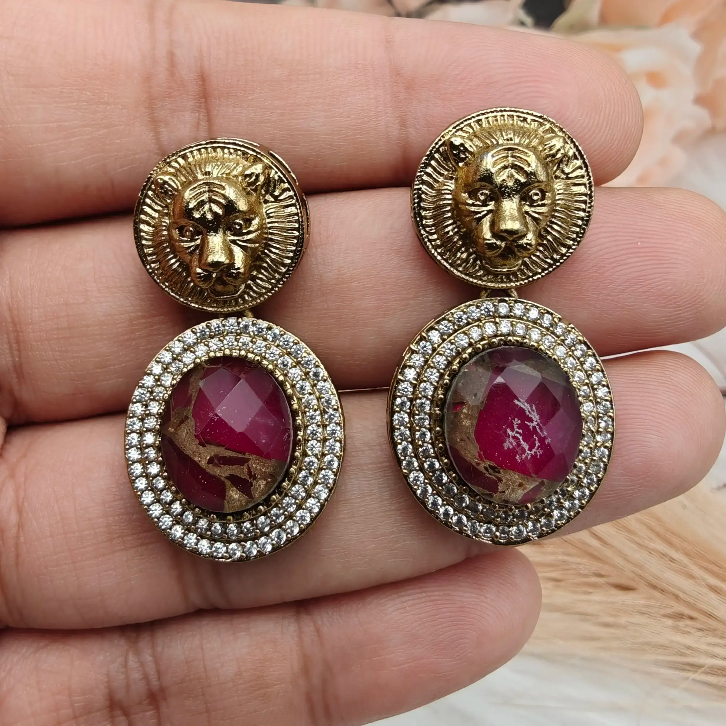 Sabyasachi Inspired Nitya Bagh Earrings - Ruby
