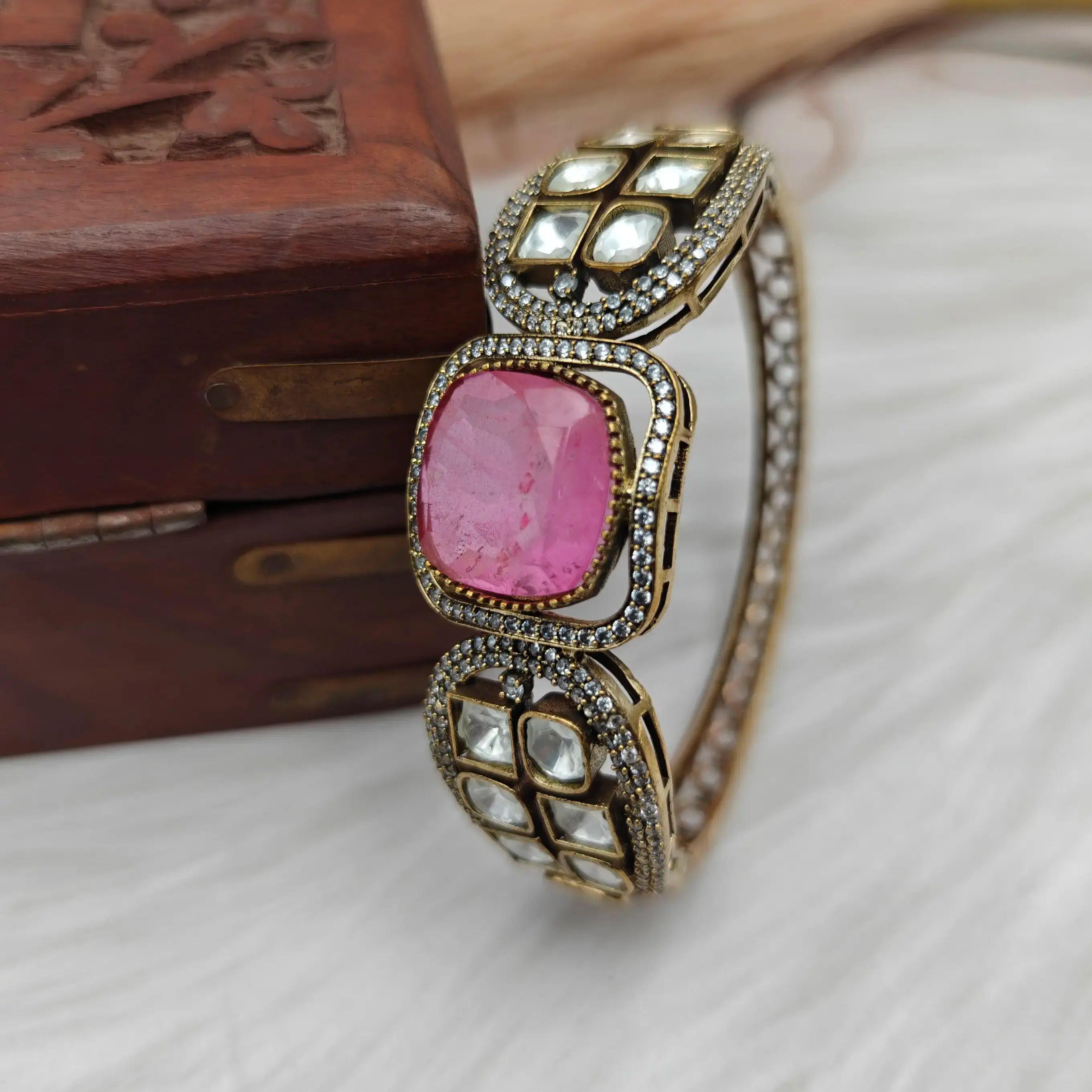 Vanshika Doublet Bracelet - Rose Pink