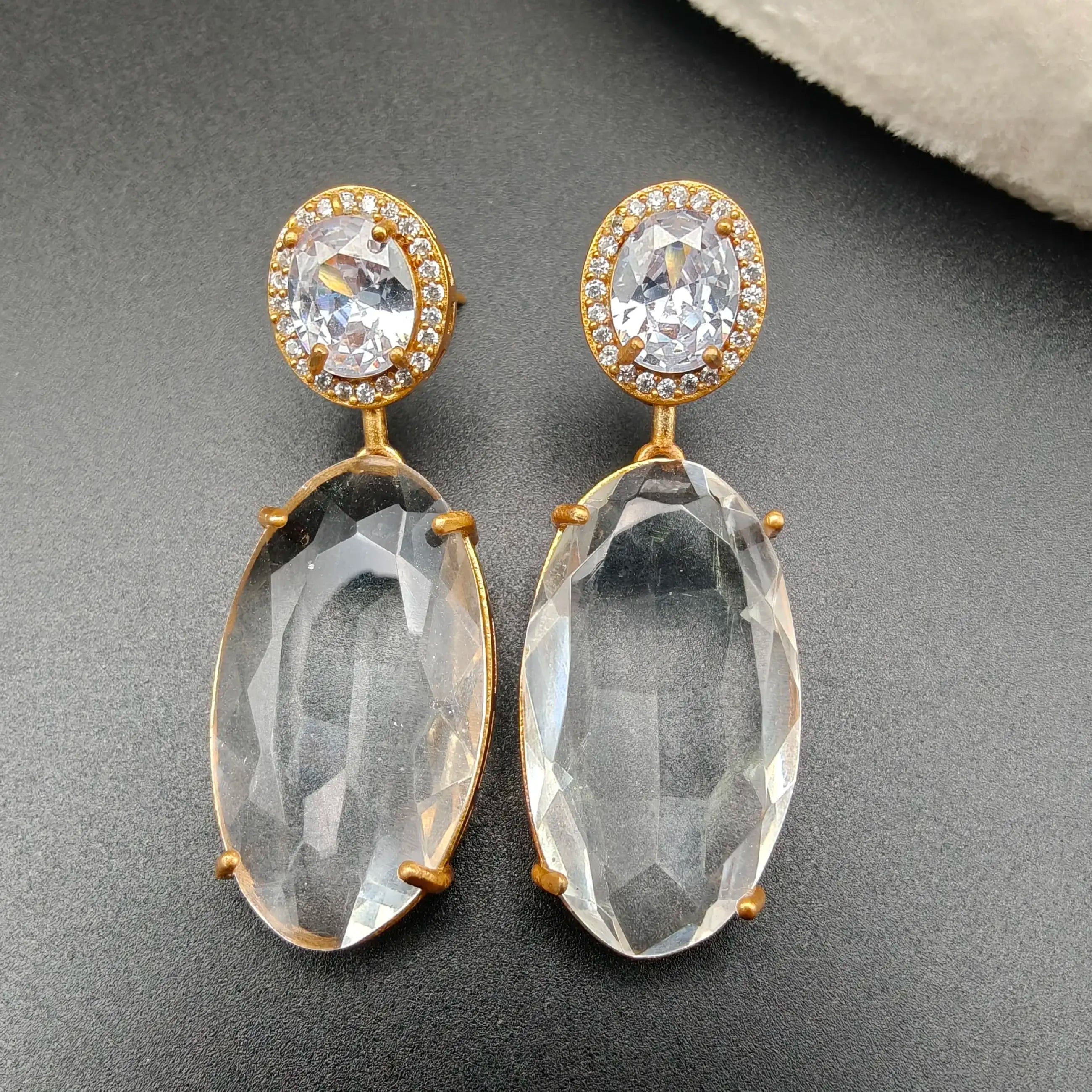 Farah Swarovski Crystal Danglers - Clear White