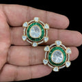 Falak Uncut Polki Moissanite Studs- Green