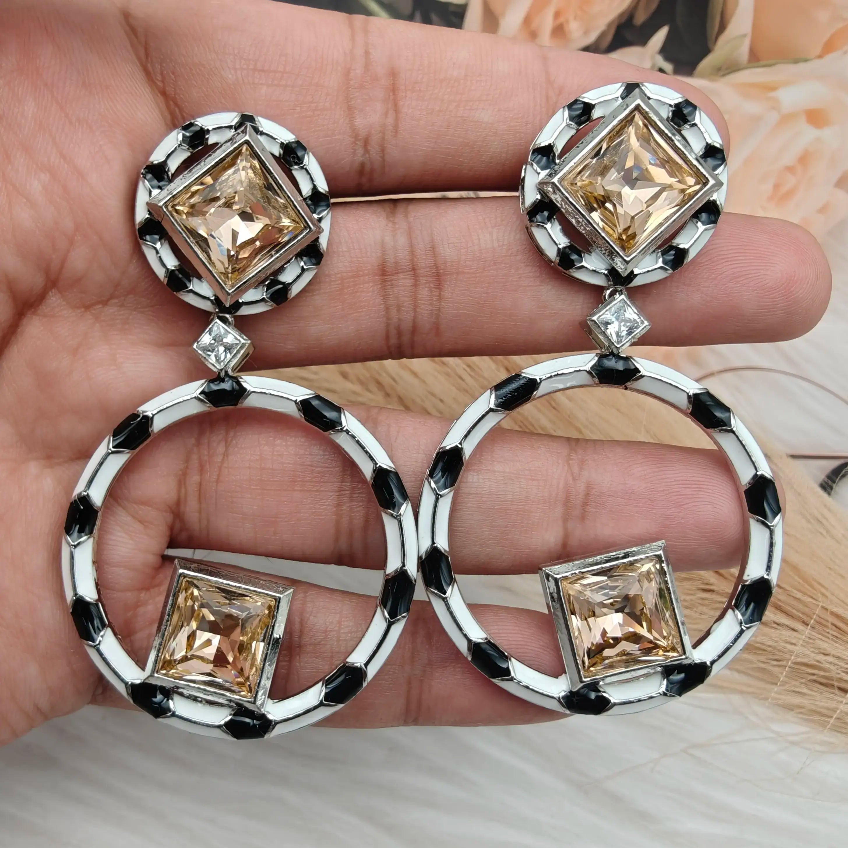 Aurelia Swarovski Earrings- Champagne (Silver Finish)