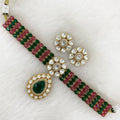 Mia Uncut Moissanite Polki Choker Set - Green N Ruby