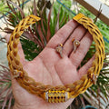Panchi Brass Hasli Necklace Set- Yellow