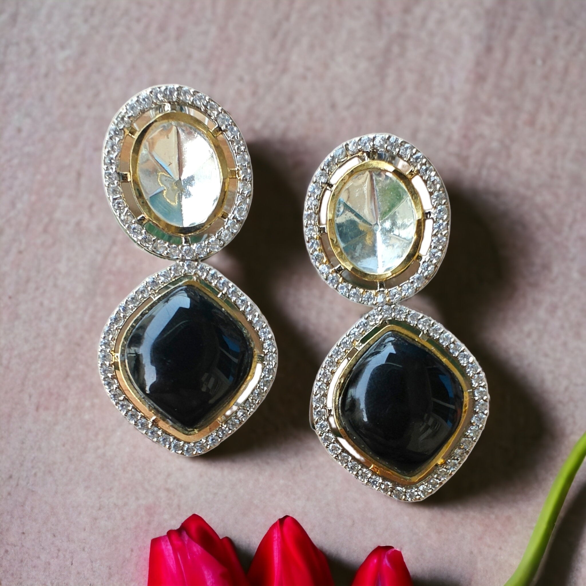 Pihu Polki Earring- Black
