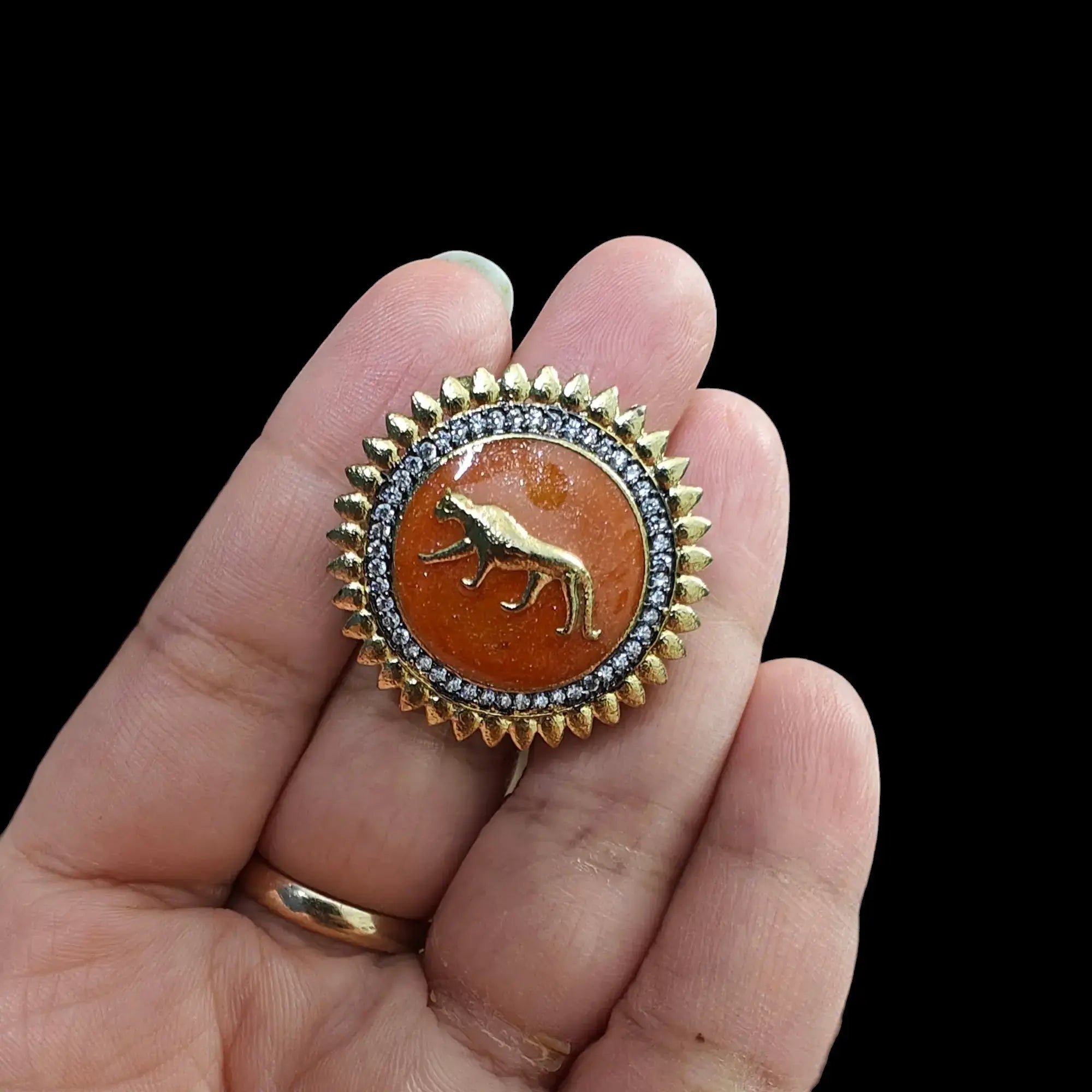 Sabyasachi Inspired Jaguar Adjustable Ring- Rust