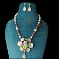 Radha Krishna Tanjore Monalisa Necklace Set- White