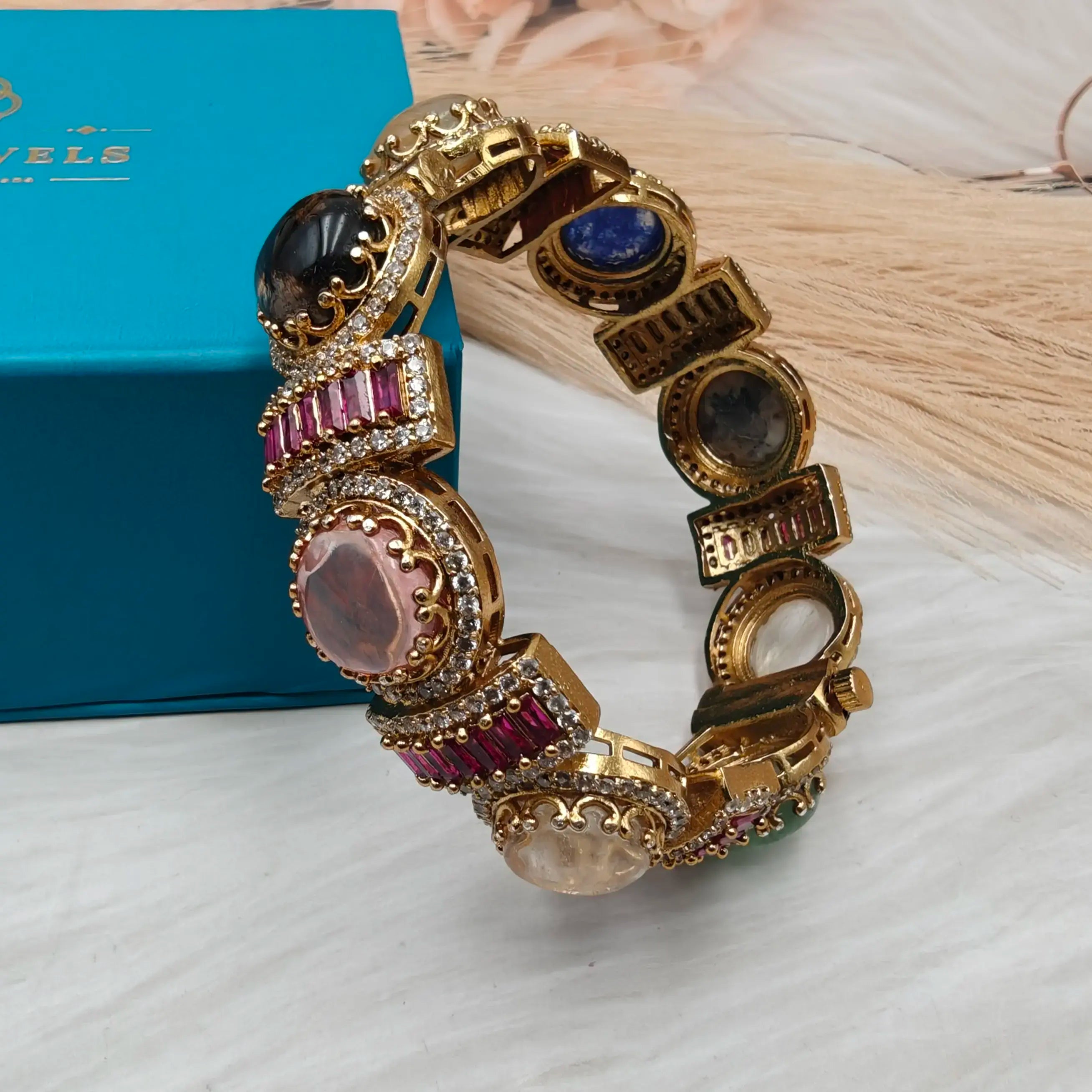 Banno Sabyasachi Inspired Openable Bangle - Ruby Multi