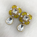 Urvi Takker Stone Uncut Polki Earrings - Yellow