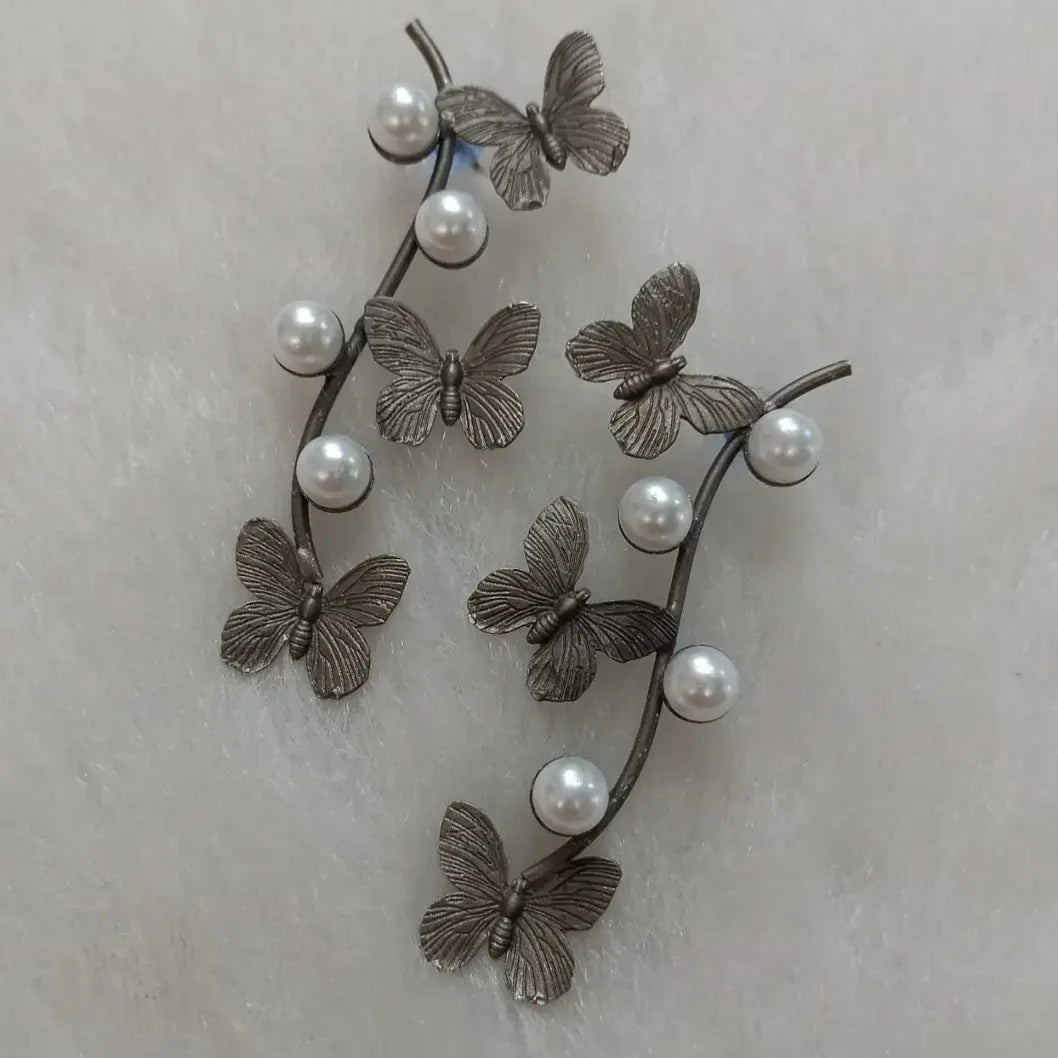 Butterfly Pearl German Silver Earrings