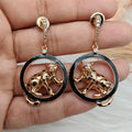Irvin Italian Enamel Leopard Earrings - Black
