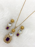 Sabya Inspired Ekisha Doublet and Polki Pendant Set- Purple