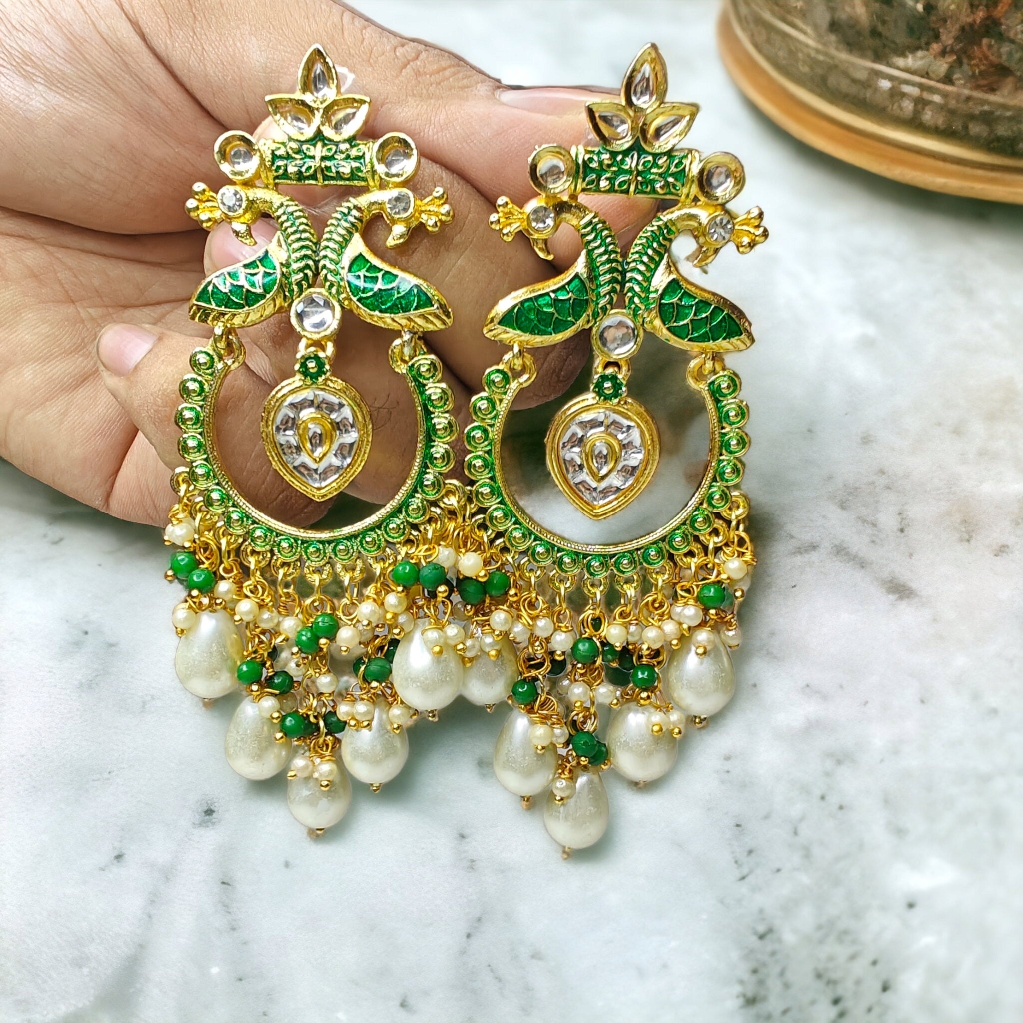 Sargam Peacock Earrings- Green