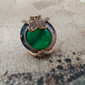 Butterfly Italian Enamel Russian Doublets Ring - Green