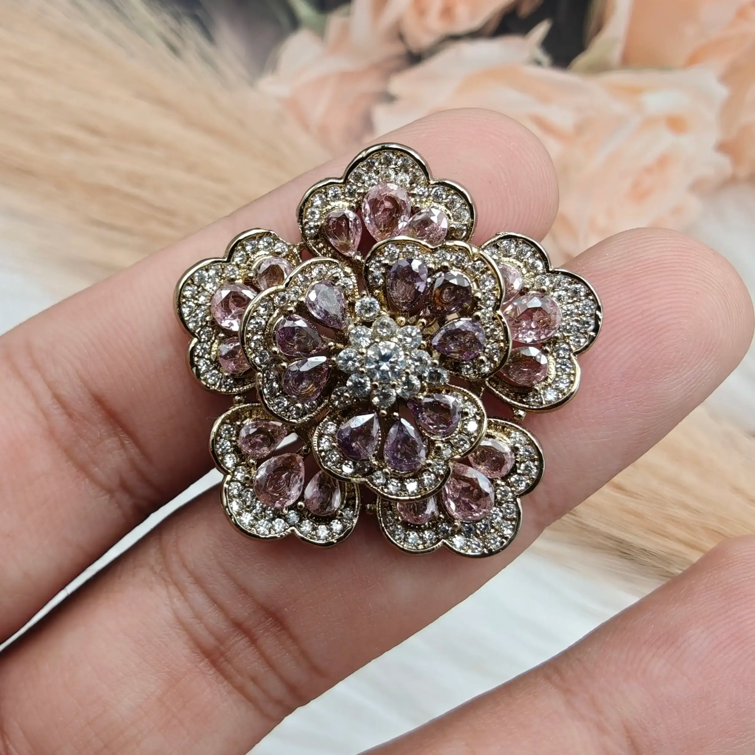Floria Cocktail Ring - Pink n Purple