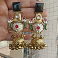 Kiyah Monalisa Brass Fusion Jhumki - Black
