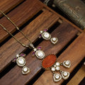 Sargun Doublet and Uncut Moissanite Pendant Set - Orange