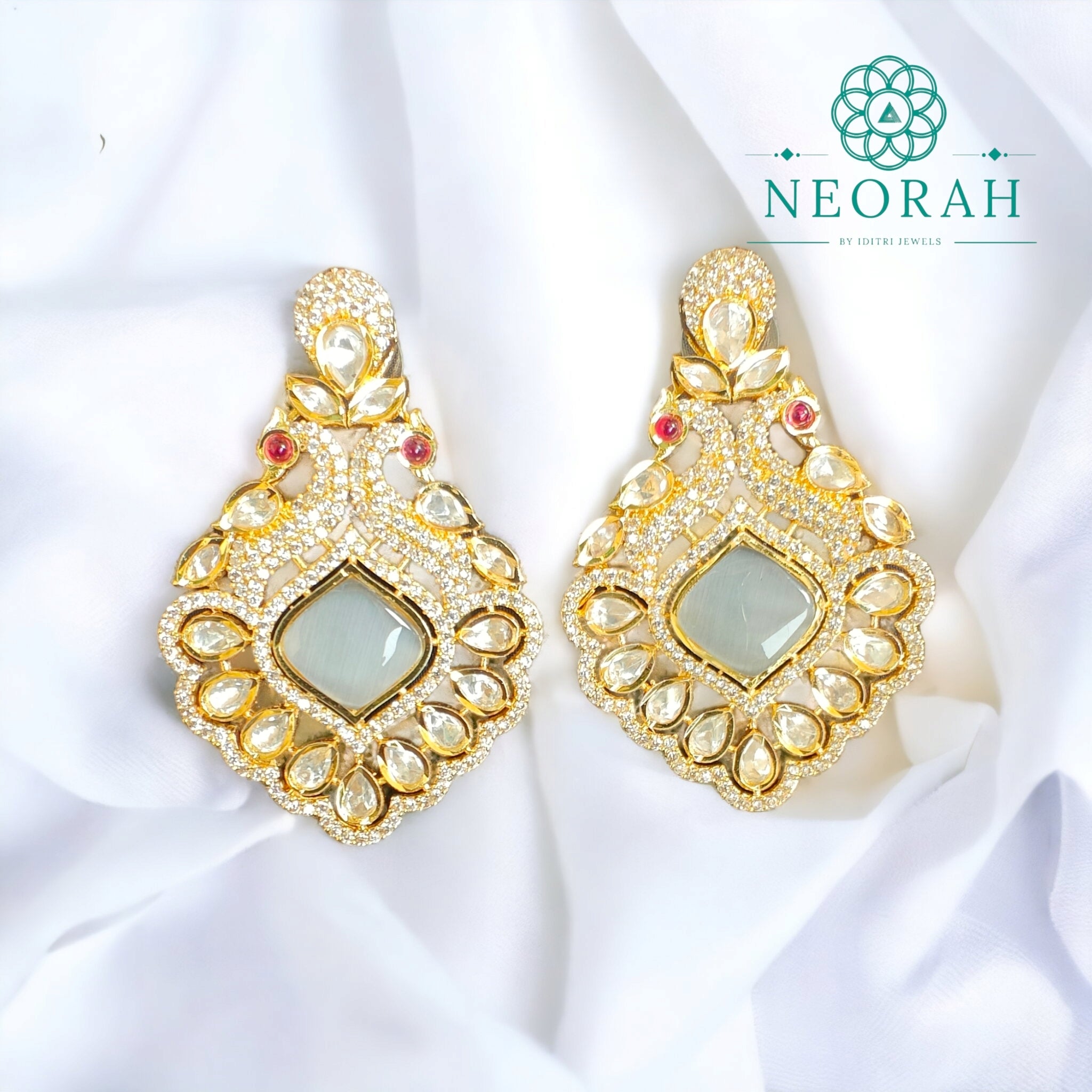 Myshi Polki Earrings- Grey