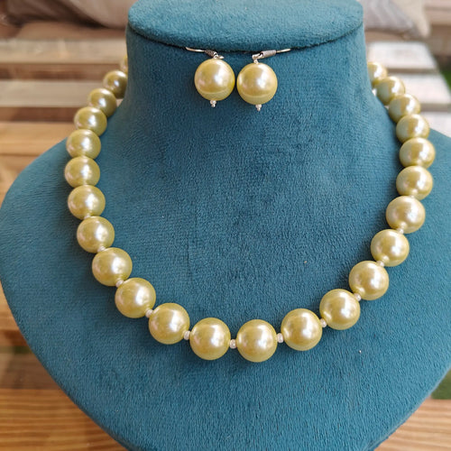 14mm Shell Pearl Mala- Gold Yellow
