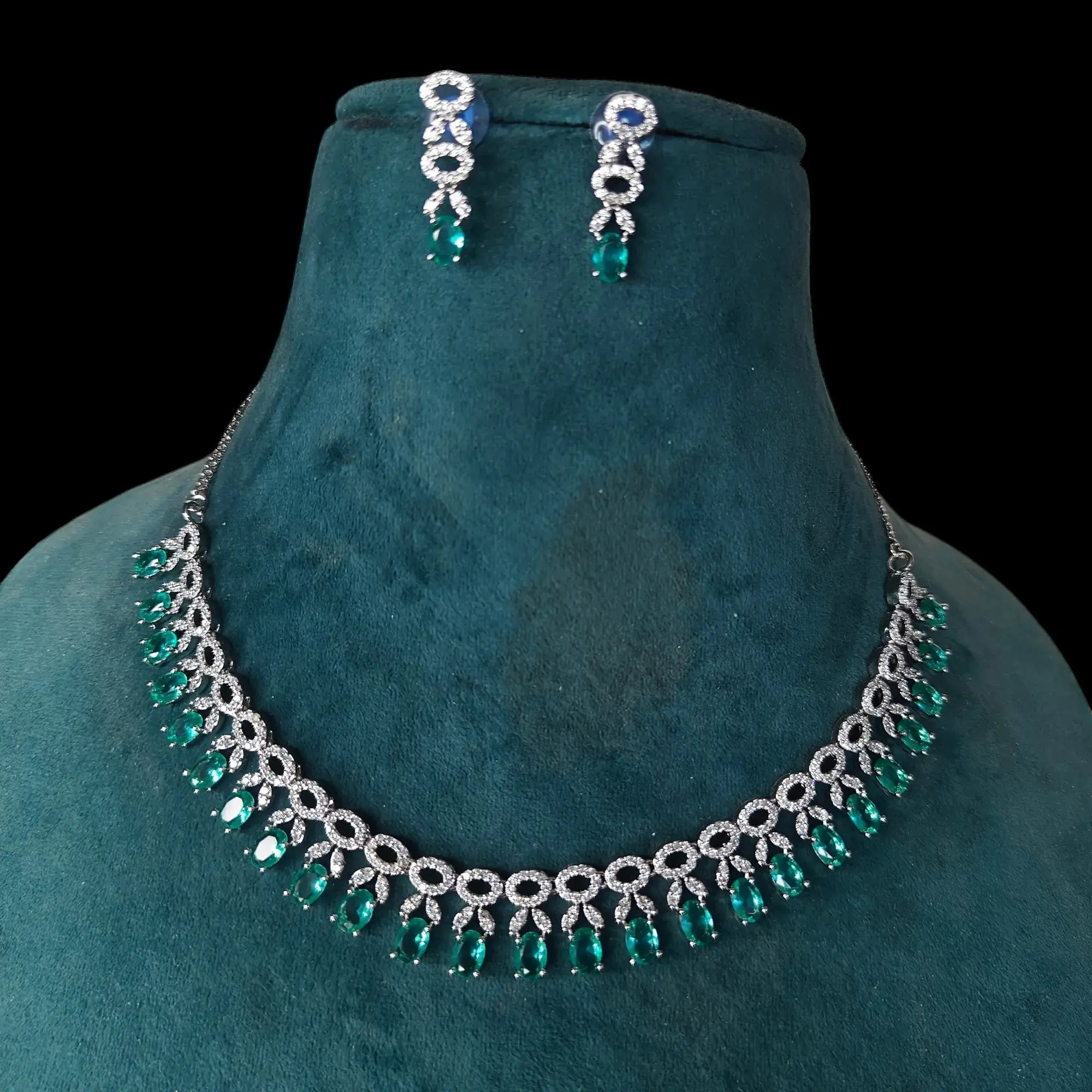 Udaari AD Necklace Set- Aqua Green