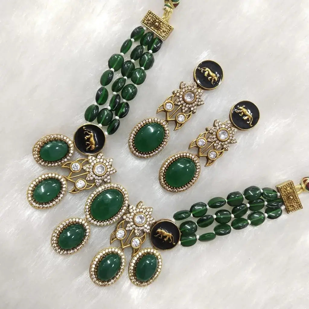 Sabyasachi Inspired Sana Choker Set- Green