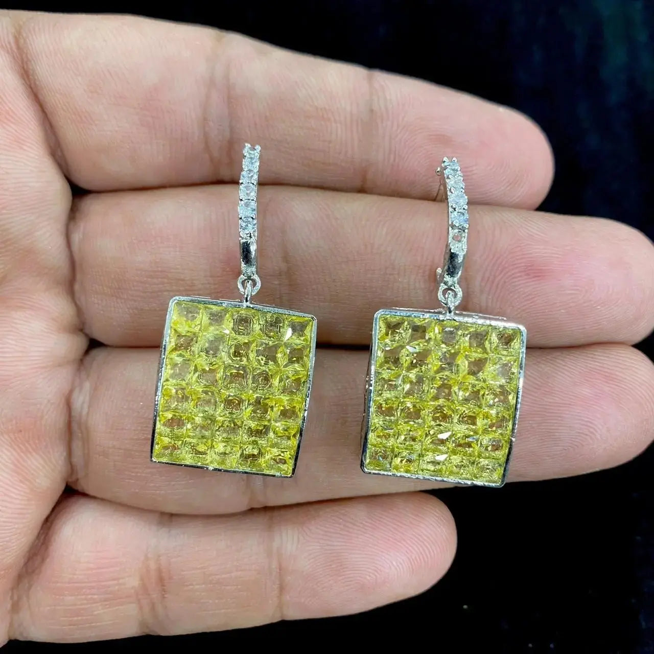 Rimjhim AD Crystal Earrings- Yellow