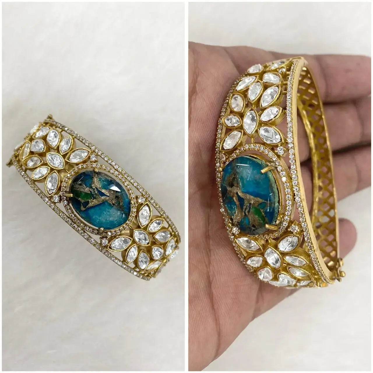 Kishwer Tourmaline Doublet Bracelet - Teal Blue (single)