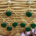 Asma Monalisa Dangler Earrings - Green