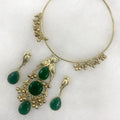 Vrinda Hasli Necklace Set - Green