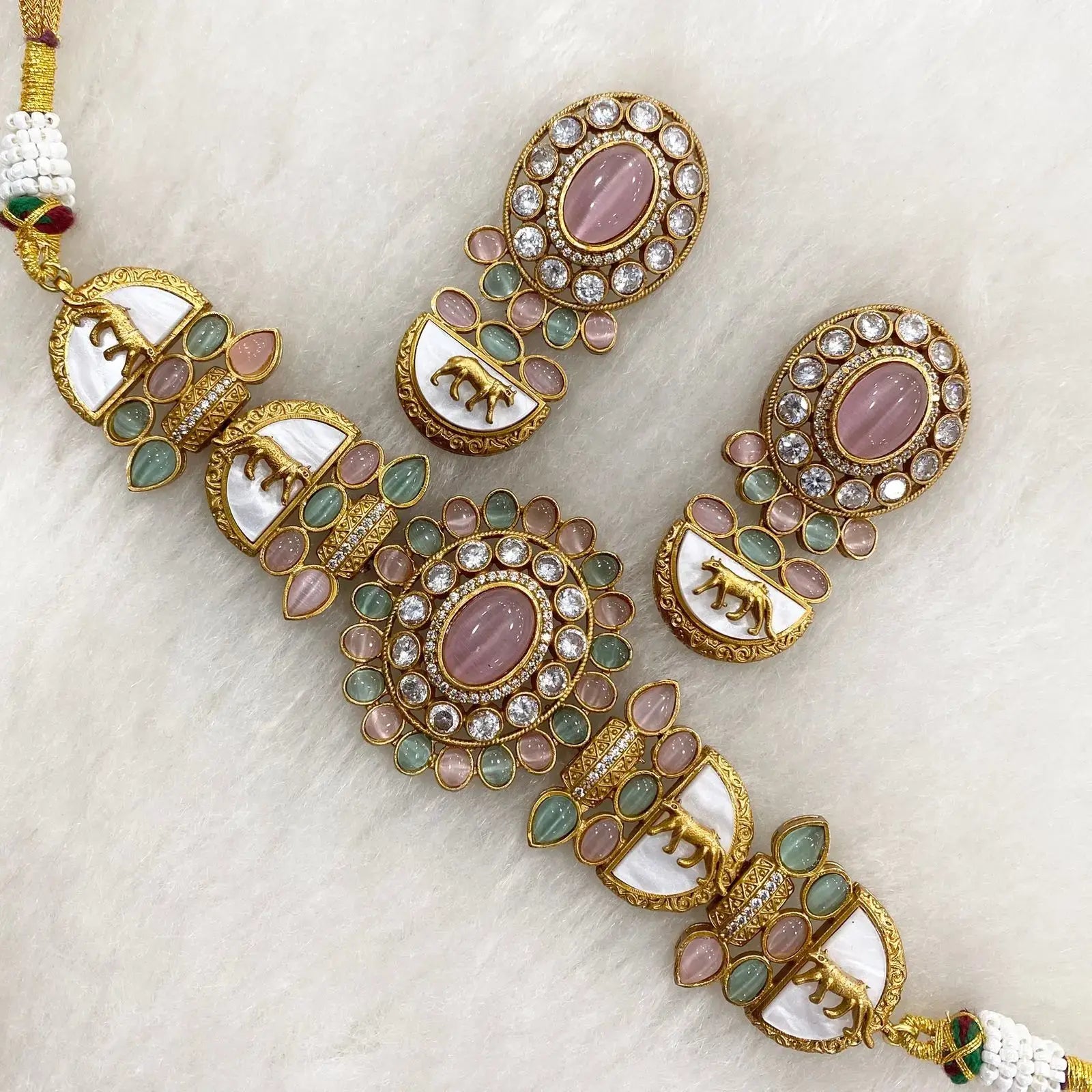 Ridhima Sabya Inspired Choker Set- Pink n Mint