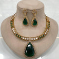 Inayat Uncut Moissanite Polki Hasli Necklace Set - Green