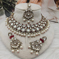 Aafreen Regal Polki Kundan Pearl Set - Maroon