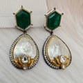 Viana Mother Of Pearl And Doublet Statement Earrings - Emerald Green