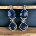 Aliza Brass Earrings- Blue