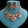 Morni Natural Stone Moissanite Wired Chain Premium Necklace Set- Maroon