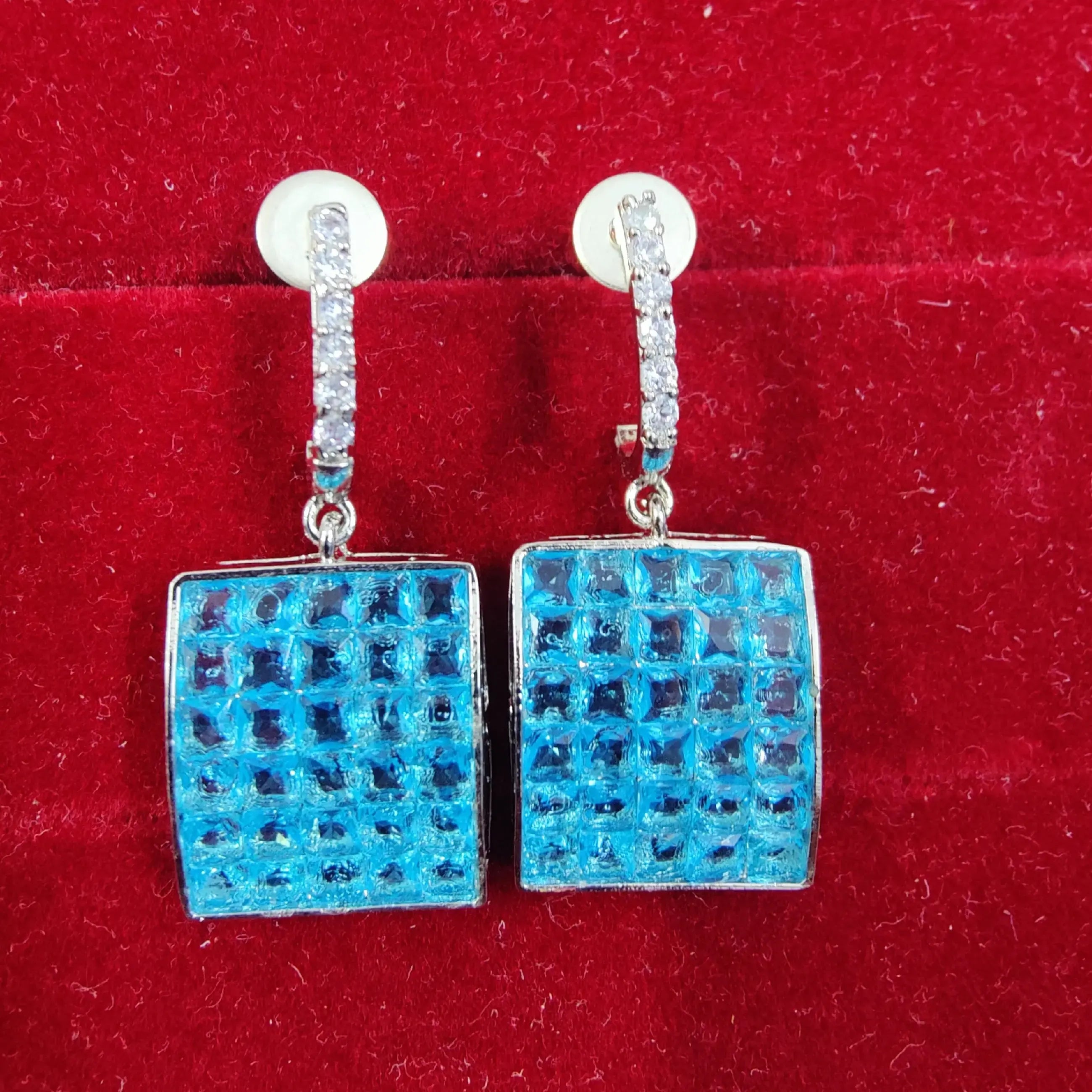 Rimjhim AD Crystal Earrings- Sky Blue