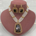 Mastaana Tourmaline Doublet Pearl Necklace Set - Black