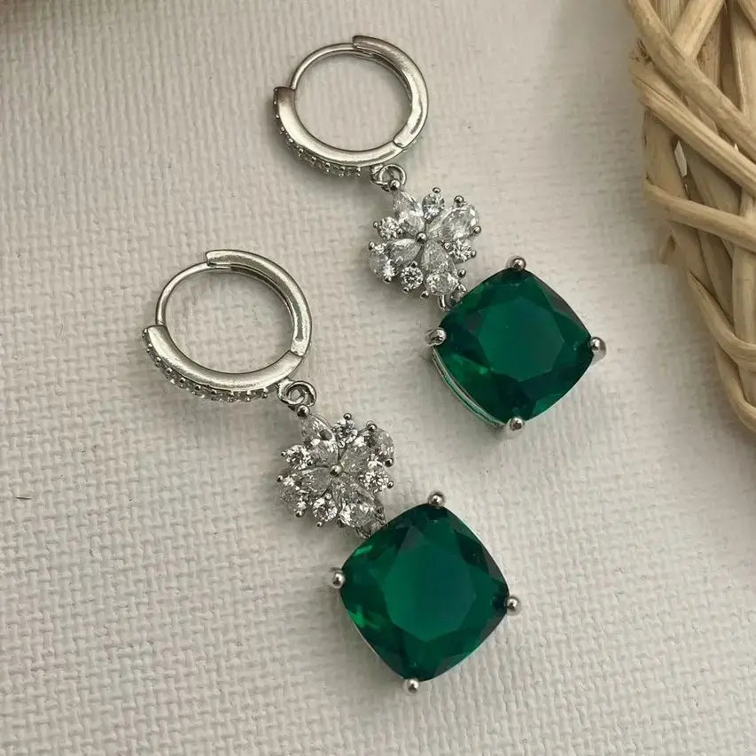 Sonali Swarovski Crystal Zirconia Earrings - Emerald Green