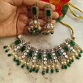 Fatima Premium Uncut Moissanite Necklace Set - Green