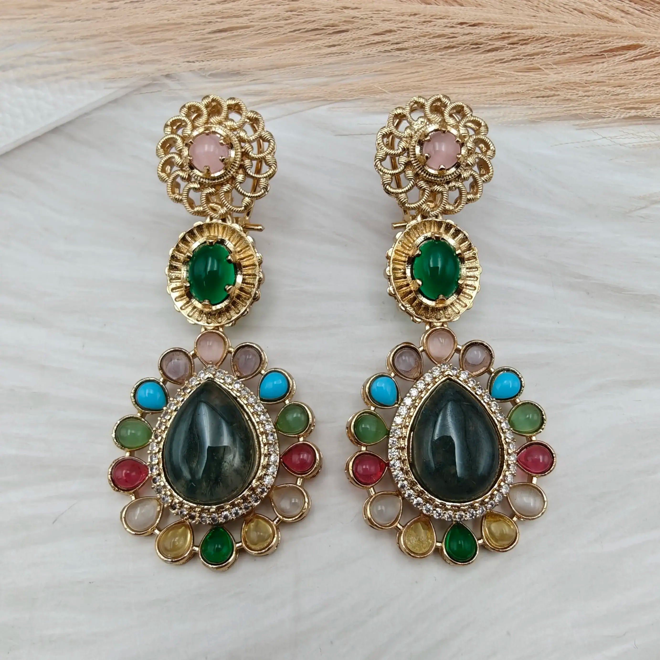 Moyna Sabya Inspired Statement Earrings - Multi 3