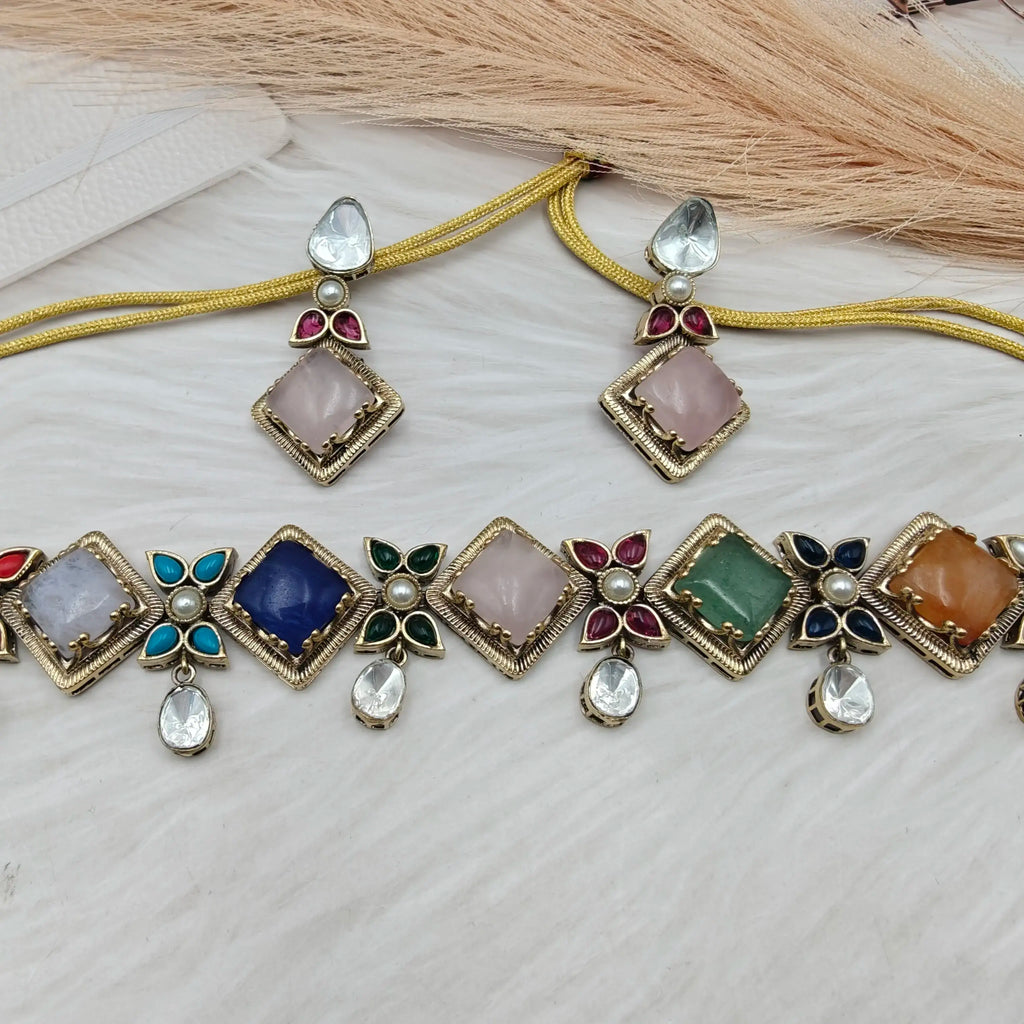 Sitara Premium Choker Necklace Set - Multi